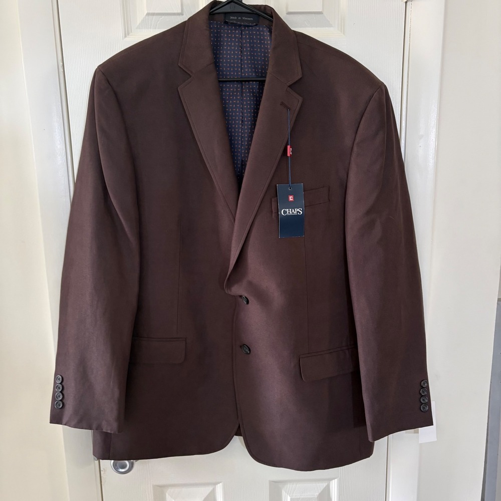 Chaps Mens Dark Brown 2-Button Blazer Sport Coat 46R New - Picture 2 of 9